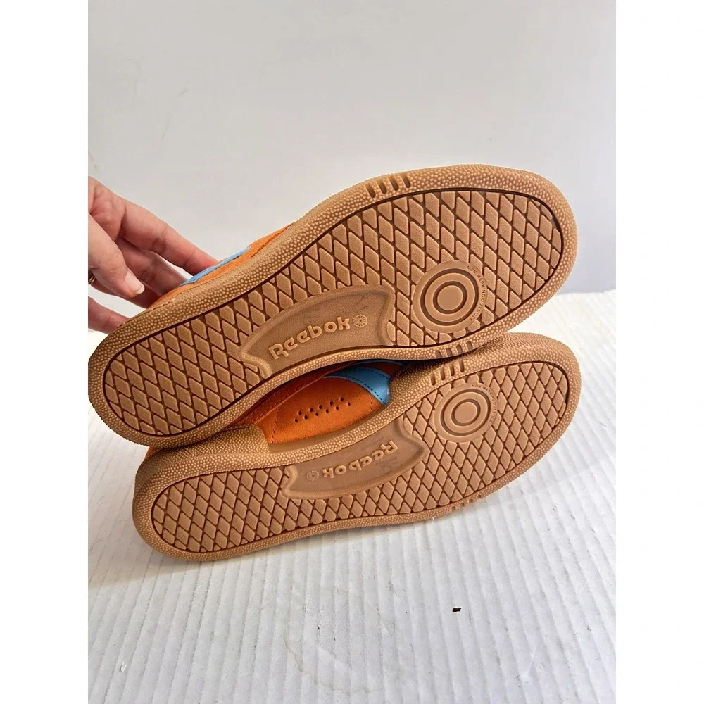 Reebok Club C 85 Mens Burnt Orange Light Blue Suede‎ Sneakers 7 Retro Skater Low